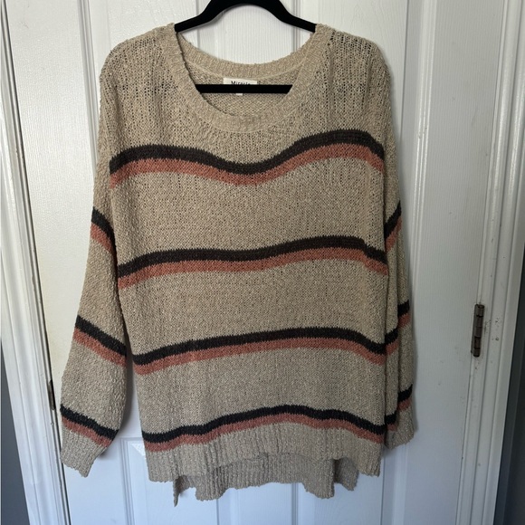 Miracle Beige Striped Sweater - Picture 1 of 2